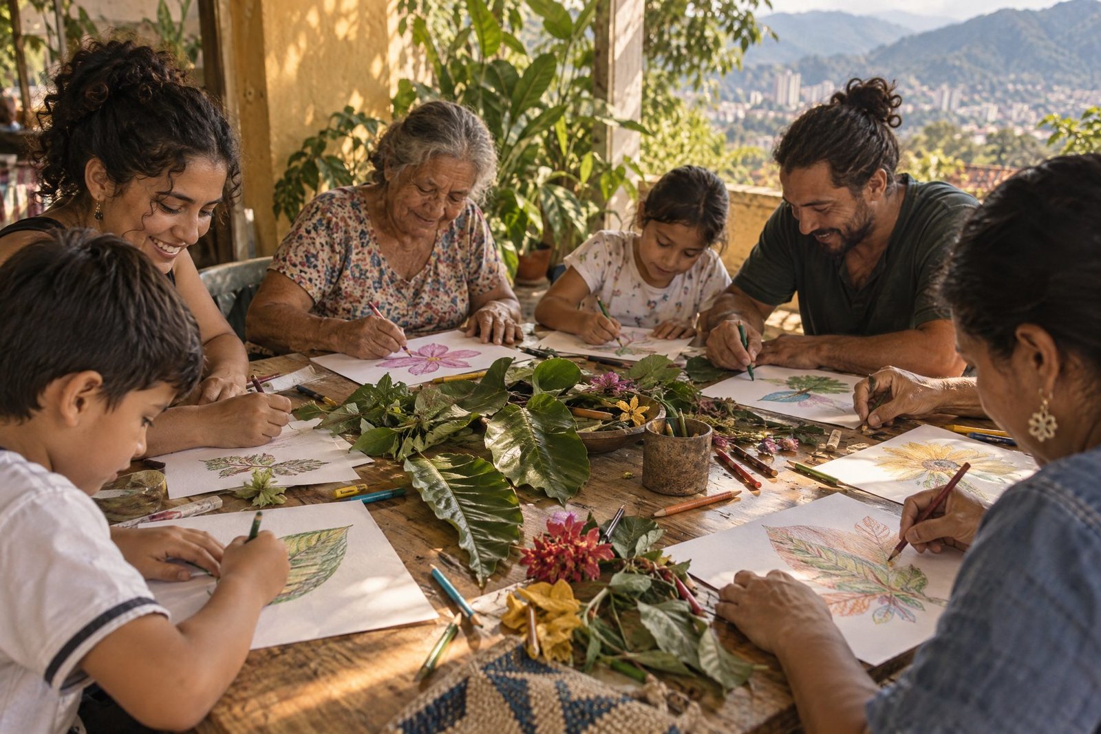 Personas construyendo comunidad en un taller creativo